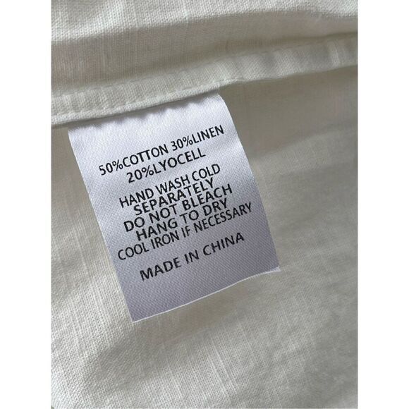 B6 Montserrat New York Button Up Shirt White Large Linen Cotton Blend - Picture 9 of 9